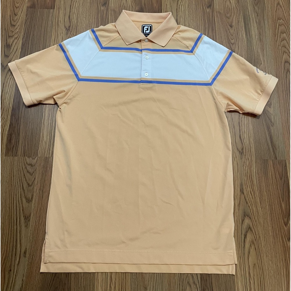FootJoy Golf Polo Mens Large Athletic Fit Peach Blue Performance